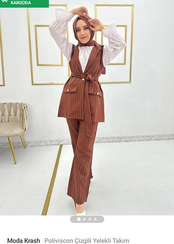 Moda Krash siyah Çizgili Yelekli Takım