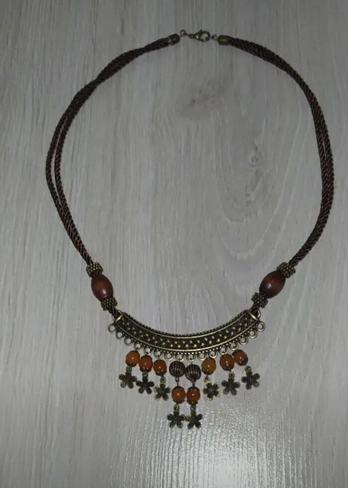 Papatyalı bakır kolye - Görsel 3