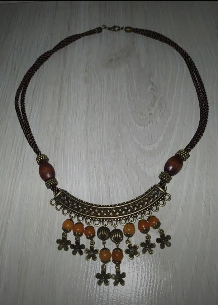 Papatyalı bakır kolye - Görsel 5