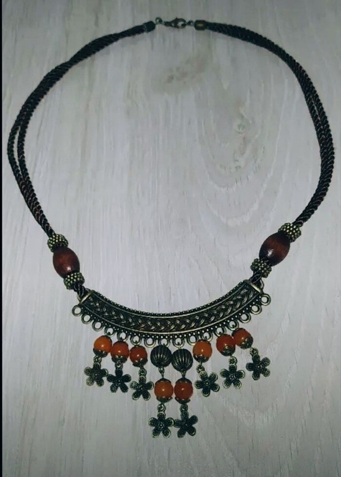 Papatyalı bakır kolye - Görsel 2