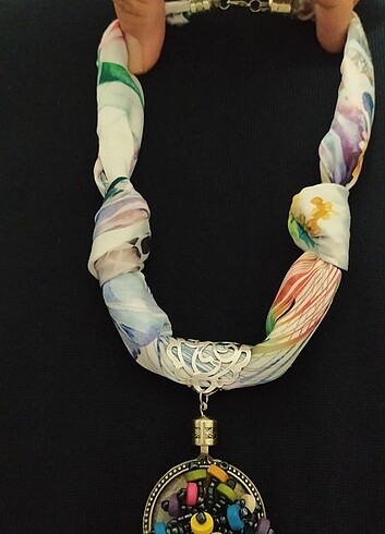 Fularlı kolye (el yapımı) - Görsel 2