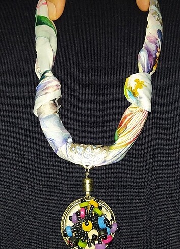 Fularlı kolye (el yapımı) - Görsel 6