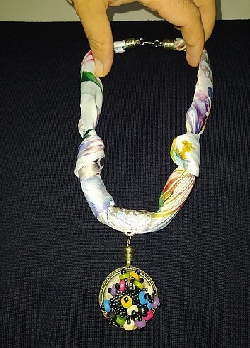 Fularlı kolye (el yapımı) - Görsel 7