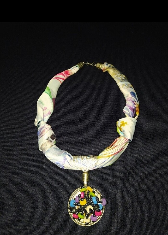 Fularlı kolye (el yapımı) - Görsel 5