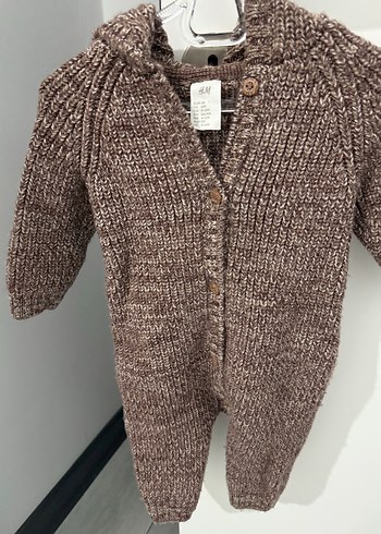 H&m Kahverengi Örgü Bebek Tulum - Görsel 4