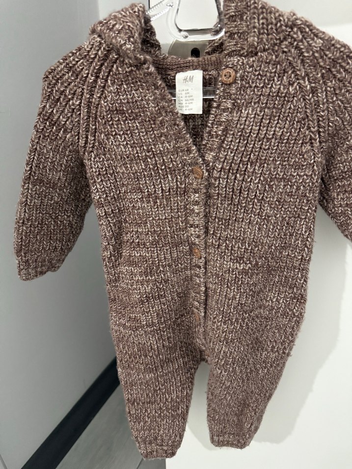 H&m Kahverengi Örgü Bebek Tulum - Görsel 4