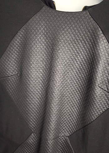 V Yaka Siyah Midi Ofis Elbisesi - Görsel 2