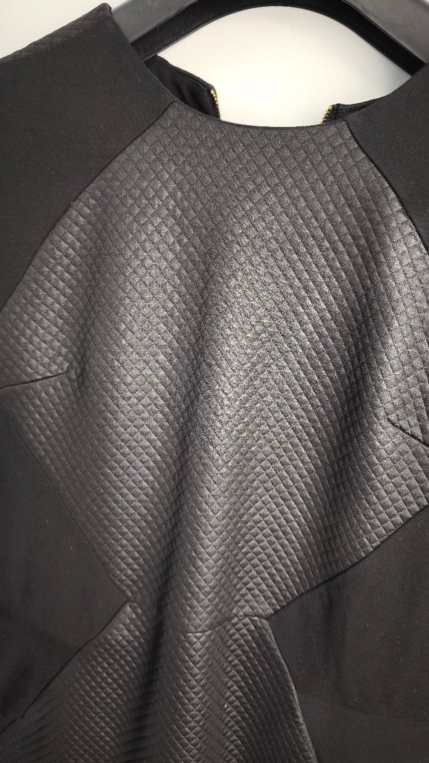 V Yaka Siyah Midi Ofis Elbisesi - Görsel 2