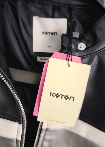 Çizgili Siyah Deri Biker Ceket - Görsel 8