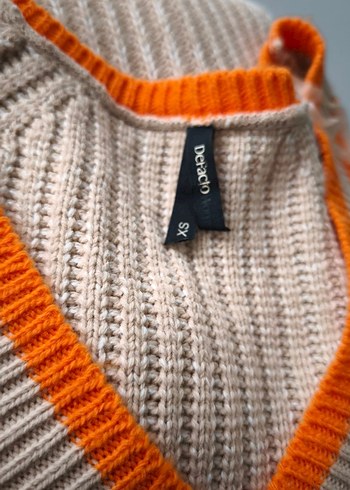 Bej V Yaka Triko Kadın Elbise - Görsel 6