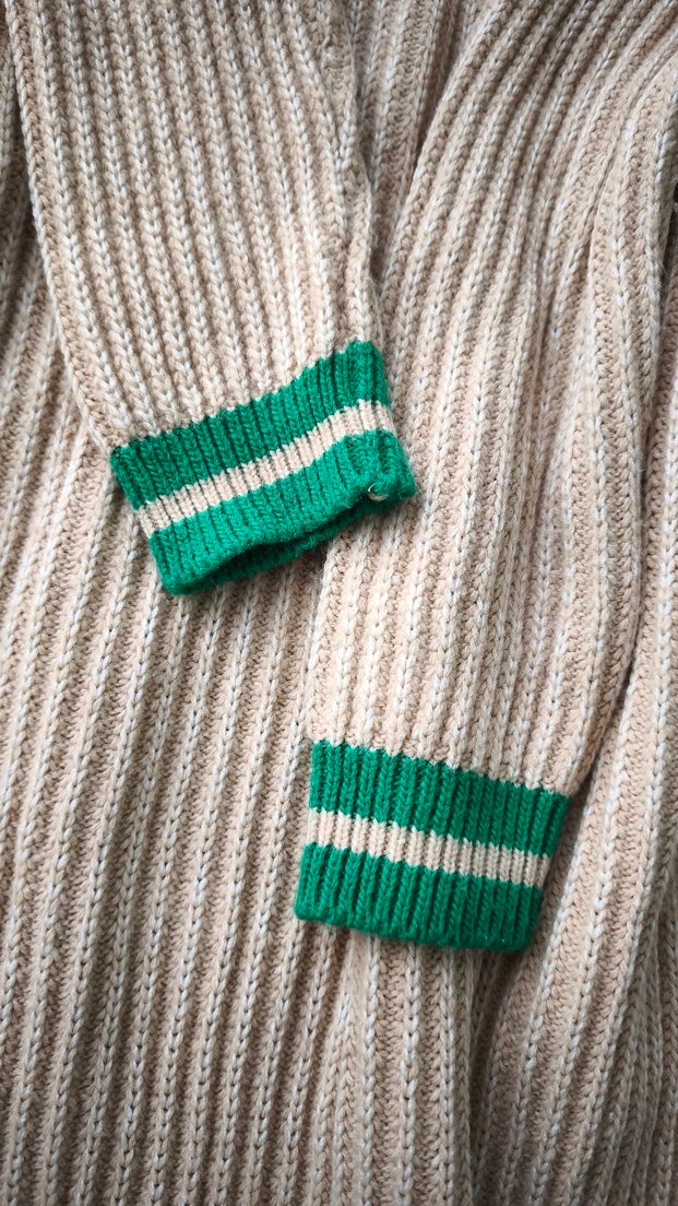 Bej V Yaka Triko Kadın Elbise - Görsel 3