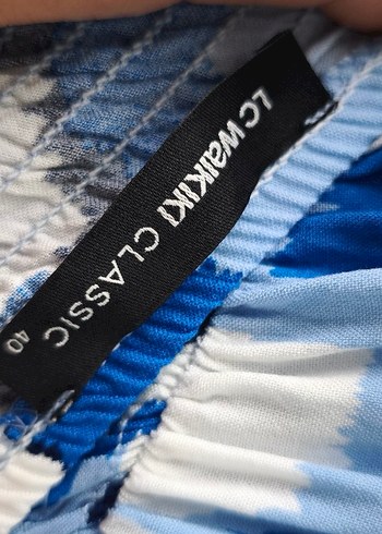 Mavi Batik Desenli Kadın askılı Elbise - Görsel 7