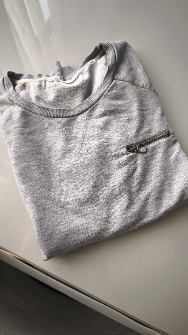 Gri Bisiklet Yaka Fermuarlı Kadın Sweatshirt - Görsel 2