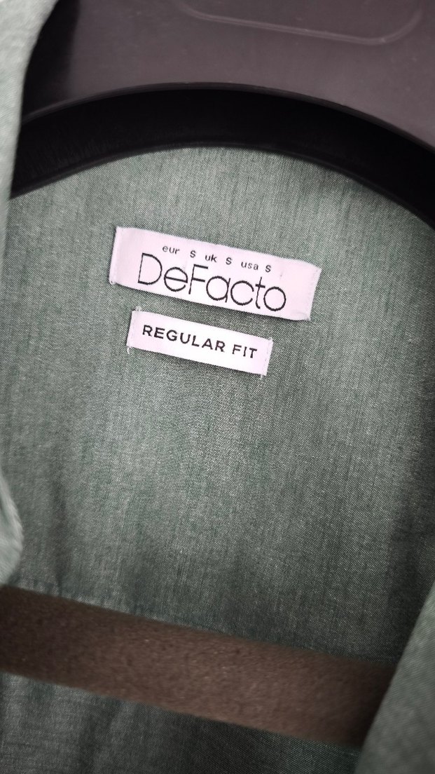 Erkek Keten Kısa Kollu Gri-Yeşil Gömlek - Görsel 2