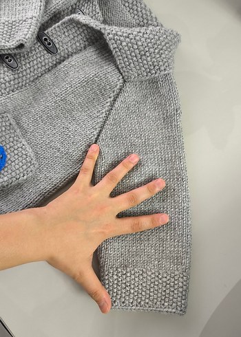 Erkek Çocuk Gri Düğmeli Triko Hırka - Görsel 6