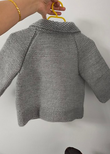 Erkek Çocuk Gri Düğmeli Triko Hırka - Görsel 4