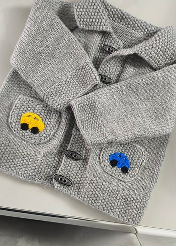 Erkek Çocuk Gri Düğmeli Triko Hırka - Görsel 3