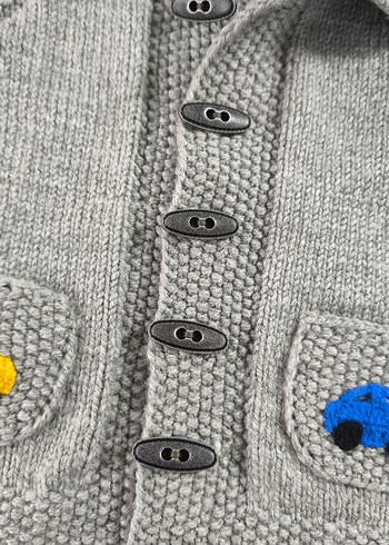 Erkek Çocuk Gri Düğmeli Triko Hırka - Görsel 9