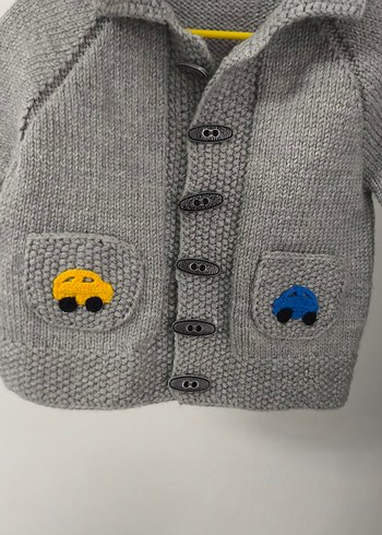 Erkek Çocuk Gri Düğmeli Triko Hırka - Görsel 5