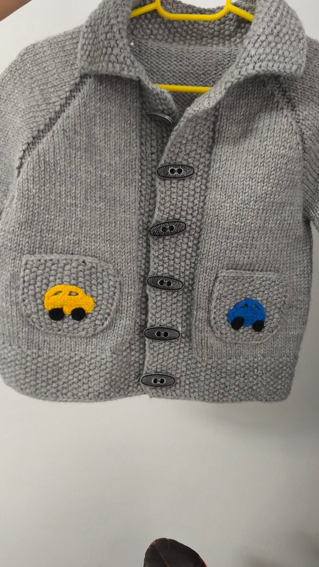 Erkek Çocuk Gri Düğmeli Triko Hırka - Görsel 5