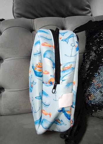 Mavi Balina Desenli Çocuk Okul Çantası - Görsel 6