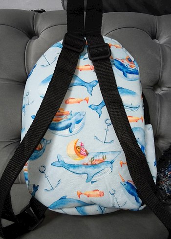 Mavi Balina Desenli Çocuk Okul Çantası - Görsel 2