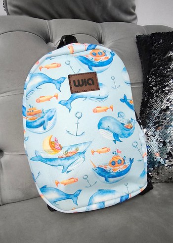Mavi Balina Desenli Çocuk Okul Çantası - Görsel 5