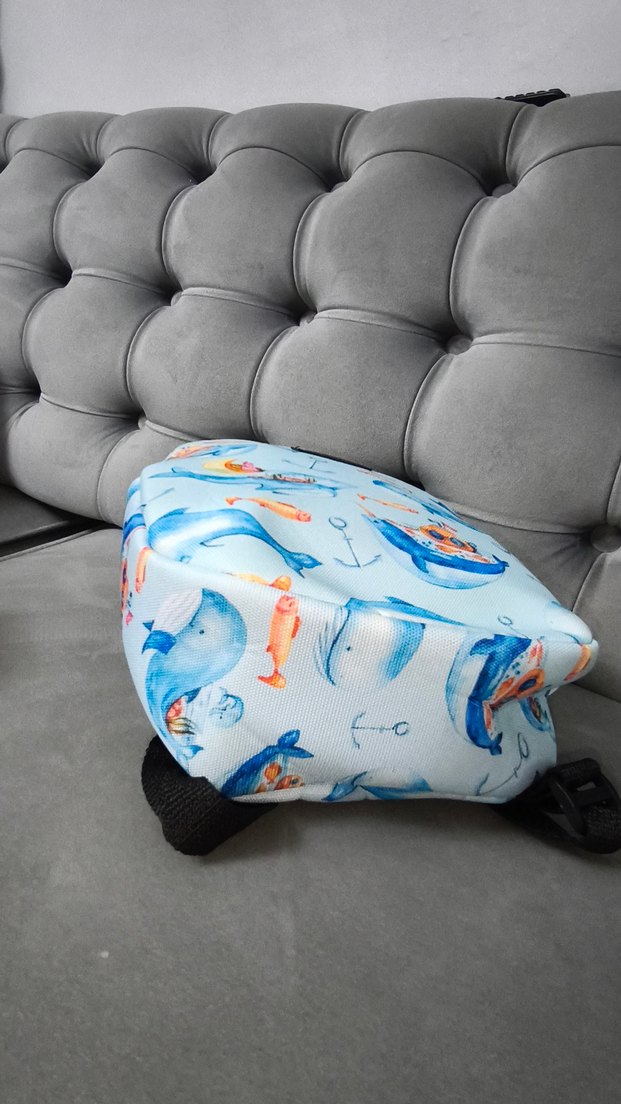 Mavi Balina Desenli Çocuk Okul Çantası - Görsel 4