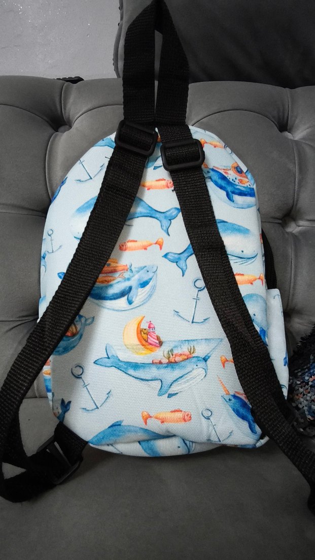 Mavi Balina Desenli Çocuk Okul Çantası - Görsel 2