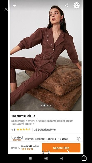 Trendyolmilla kadın kot tulum