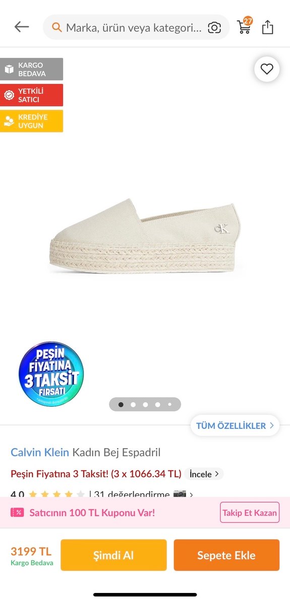 Bej Platform Topuklu Kadın Espadril - Görsel 2