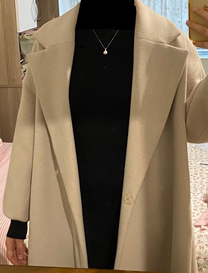 MANUKA Bej Kadın Düğmeli Uzun Kaban - Görsel 4