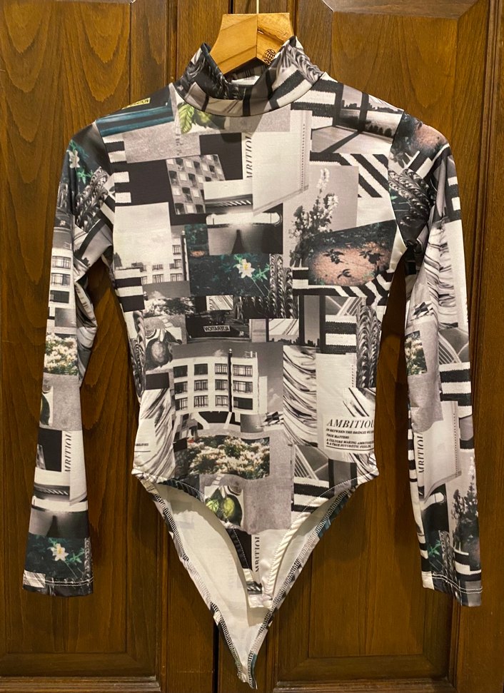 Desenli Uzun Kollu Yüksek Yakalı Kadın Bluz - Görsel 2