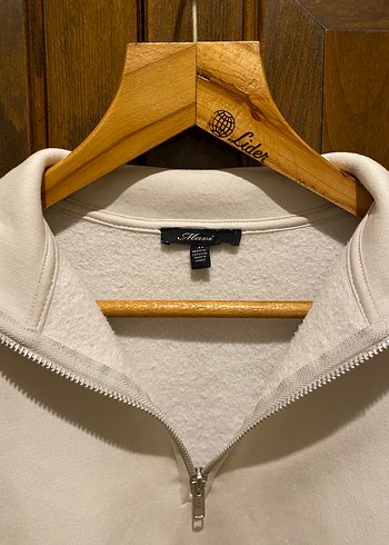 Yarım Fermuarlı Beyaz Kadın Sweatshirt - Görsel 2