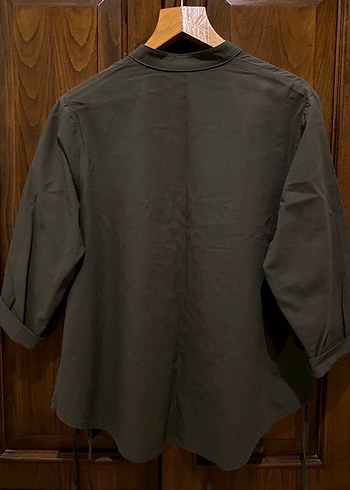 Kadın Haki Midi Keten Gömlek - Görsel 2