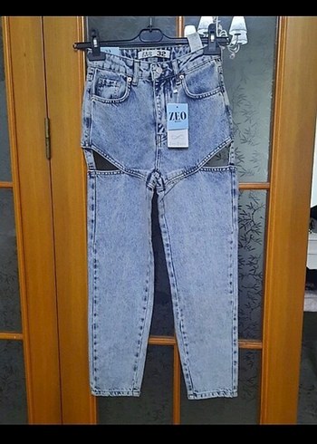 Gri Baskılı Kadın Denim Jean