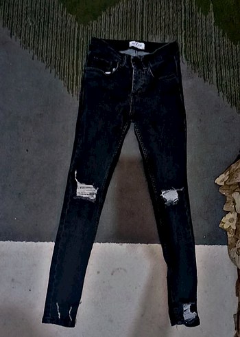 Diğer Siyah Yırtıklı Skinny Kadın Kot Pantolon