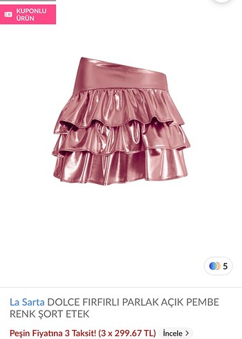 l Beden La sarta Parlak Pembe Fırfırlı Mini Etek