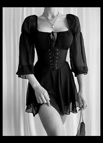 Goth fairycore siyah elbise 