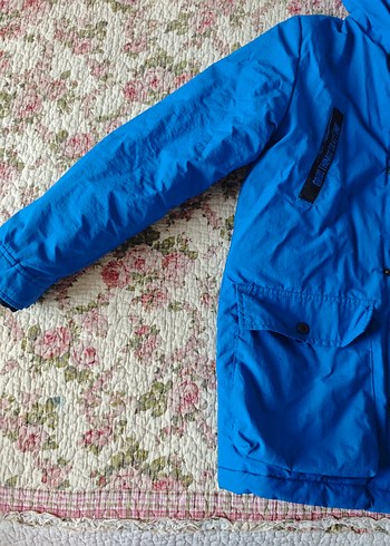 Kapüşonlu Düğmeli Mavi Erkek Mont - Görsel 3