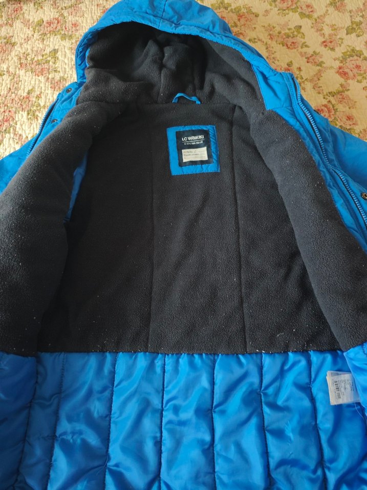 Kapüşonlu Düğmeli Mavi Erkek Mont - Görsel 5