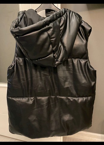 s Beden siyah Renk Stradivarius Siyah Deri Kadın Yelek
