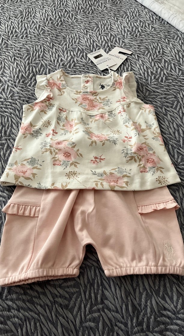 Pembe Çiçekli Kız Bebek Takımı - Görsel 4