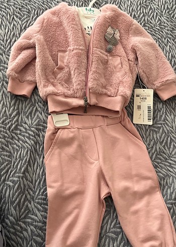 Peluş Detaylı Pembe Bebek Kız Takımı - Görsel 2