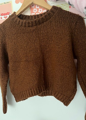 Kahverengi Örgü Kadın Kazak - Görsel 2