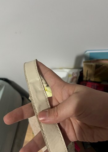 Bej Kadın Kışlık Kemerli El Çantası - Görsel 2