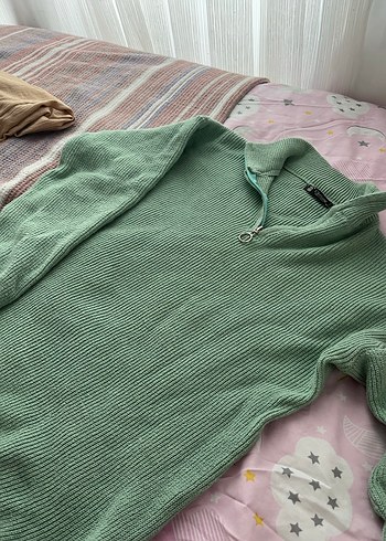 Yeşil Balıkçı Yaka Kadın Triko Kazak - Görsel 2