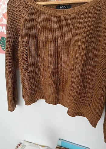 Bisou Kahverengi Örgü Kadın Kazak - Görsel 2