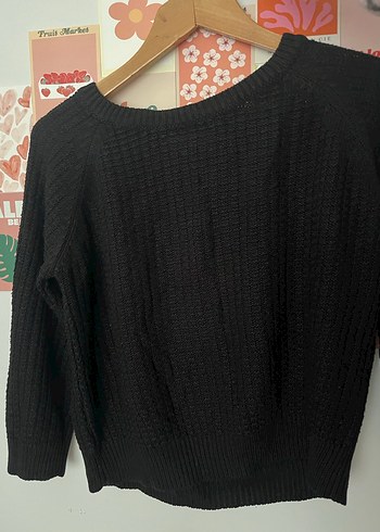 Siyah Örgü Kadın Kazak - Görsel 2