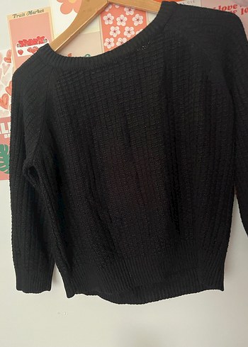 Siyah Örgü Kadın Kazak - Görsel 3